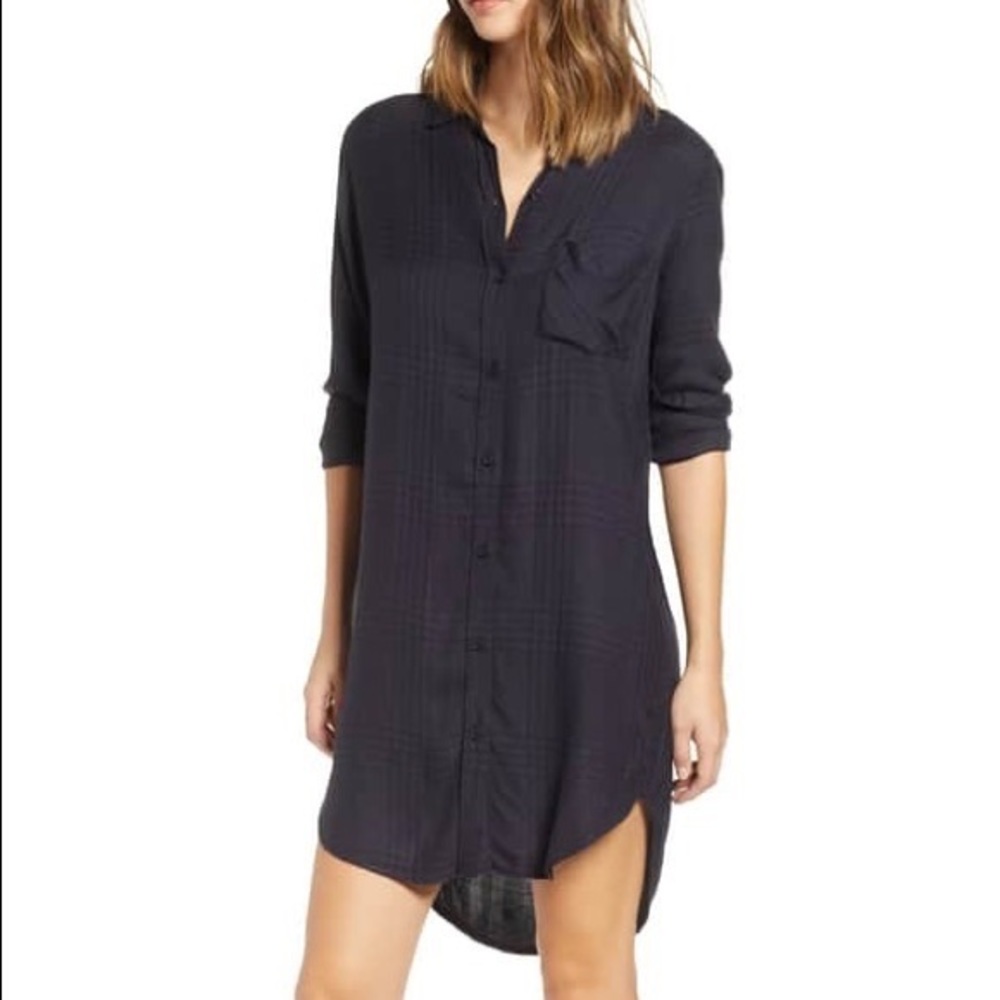 Rails Bianca Plaid Shirt dress Charcoal Shadow